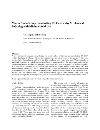 Mirror Smooth Superconducting RF Cavities by Mechanical  Polishing with Minimal Acid Use  CA Cooper