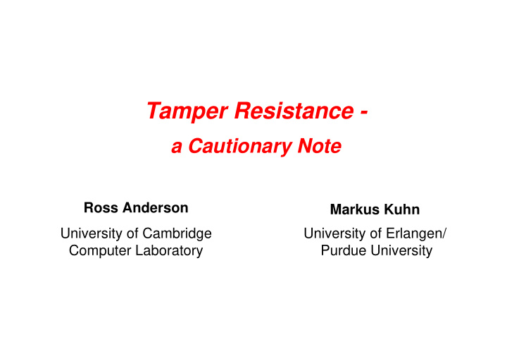 tamper resistance