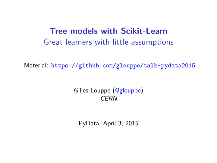 tree models with scikit learn great learners with little