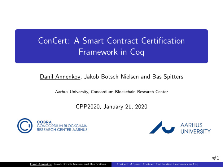 concert a smart contract certification framework in coq