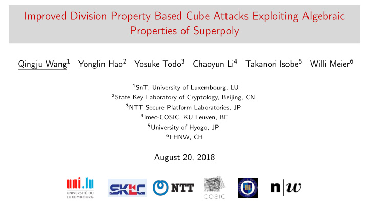 improved division property based cube attacks exploiting