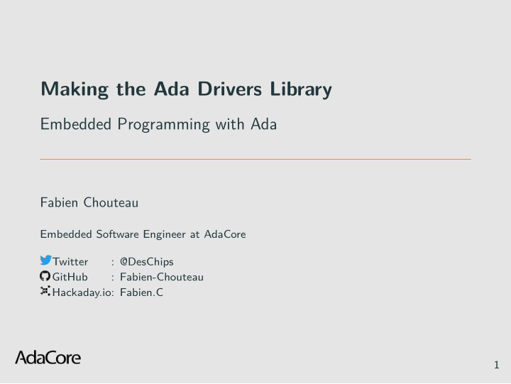 making the ada drivers library