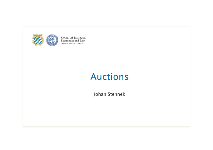 auctions johan stennek 1 auc ons examples an ques fine