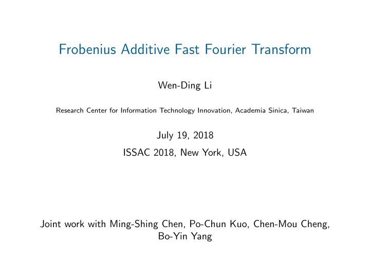frobenius additive fast fourier transform