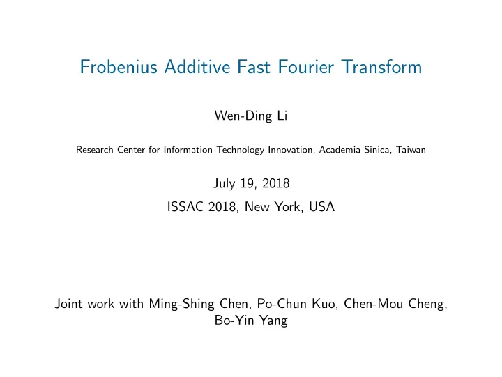 frobenius additive fast fourier transform