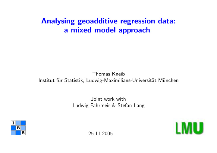 analysing geoadditive regression data a mixed model