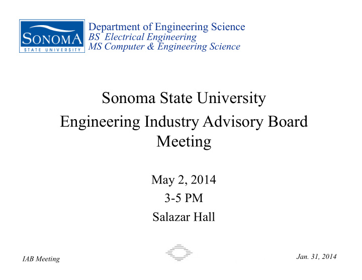 sonoma state university engineering industry advisory