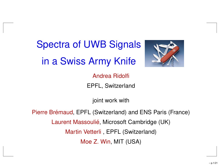 spectra of uwb signals in a swiss army knife
