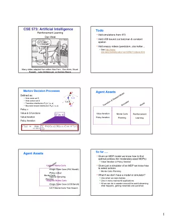 1  Pure Reinforcement Learning vs.  Reinforcement Learning  Monte-Carlo Planning  No knowledge