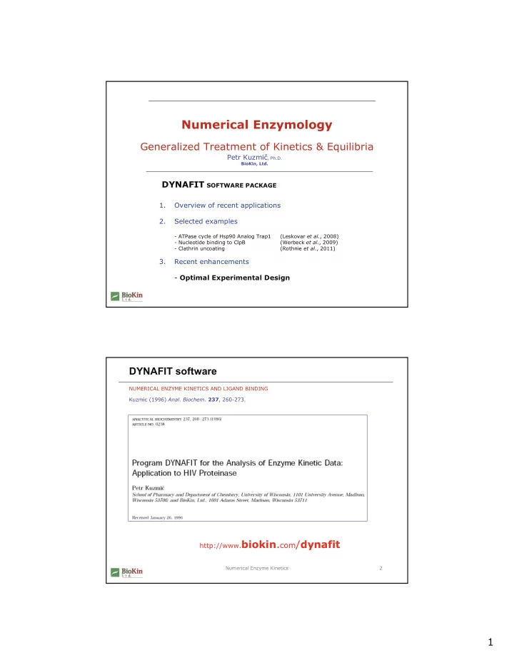 numerical enzymology