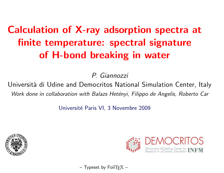 calculation of x ray adsorption spectra at finite