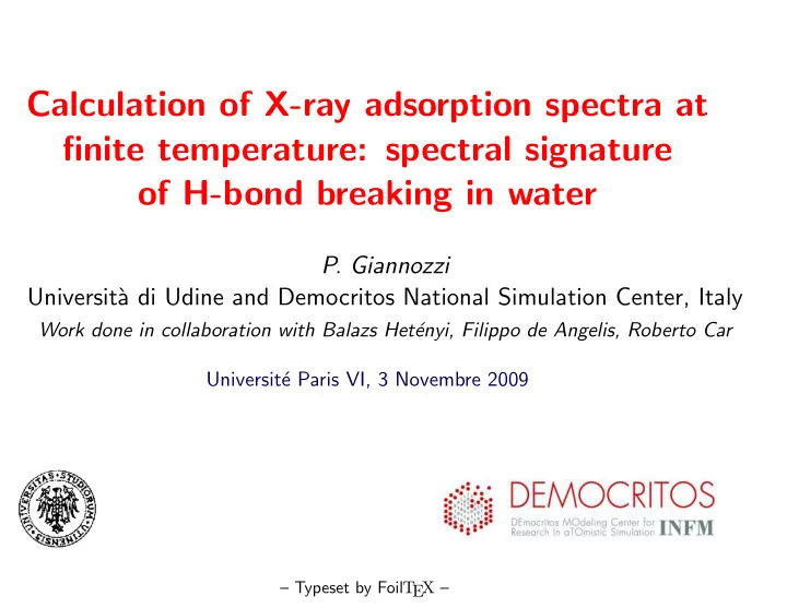 calculation of x ray adsorption spectra at finite