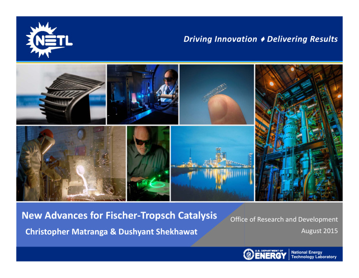 new advances for fischer tropsch catalysis