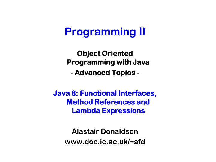 programming ii