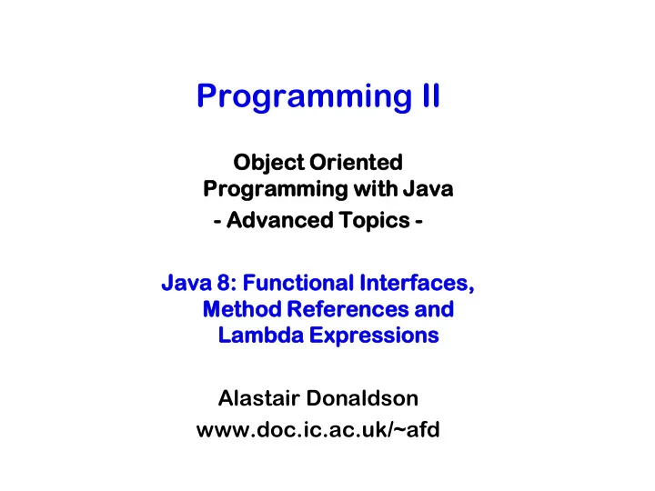 programming ii