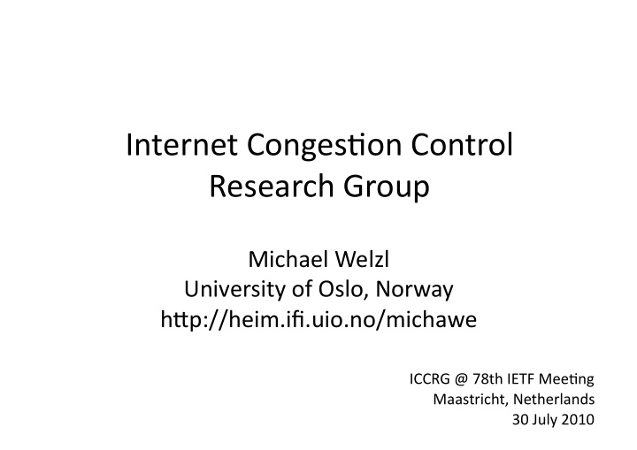 internet conges on control research group