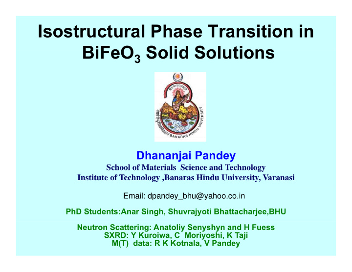isostructural phase transition in bifeo solid solutions