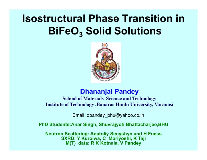 isostructural phase transition in bifeo solid solutions
