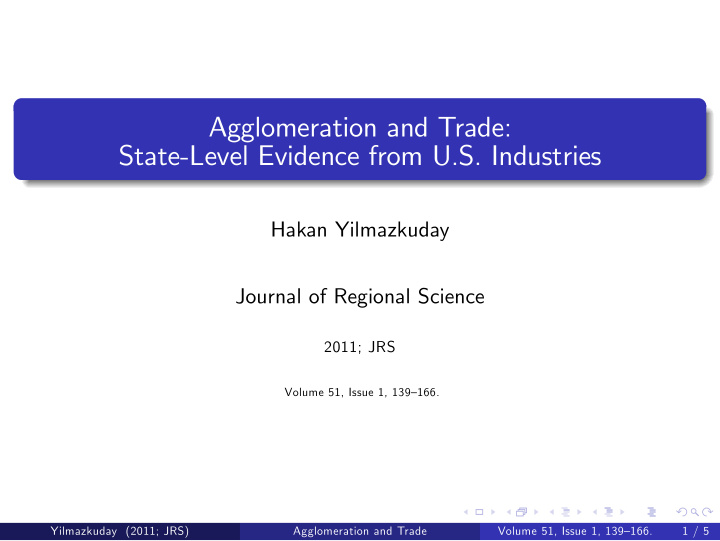 agglomeration and trade state level evidence from u s