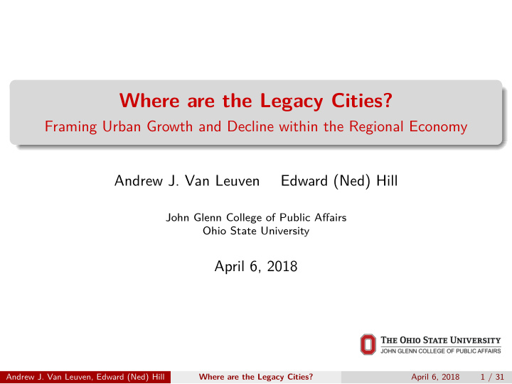 where are the legacy cities