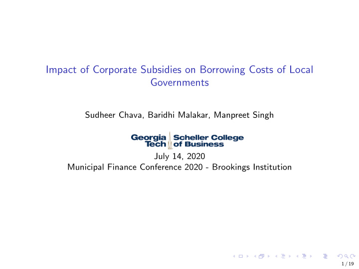 impact of corporate subsidies on borrowing costs of local