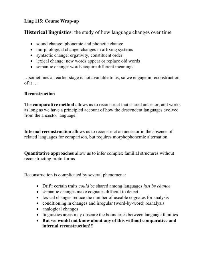 historical linguistics the study of how language changes