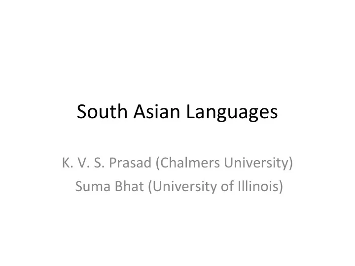 south asian languages