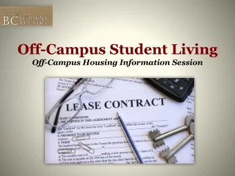 Off-Campus Student Living  Off-Campus Housing Information Session  Hot Topics  Financial Aid,