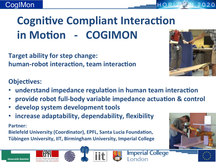 cogni ve compliant interac on in mo on cogimon