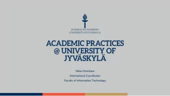 Niina Ormshaw  International Coordinator  Faculty of Information Technology  1.  Planning your