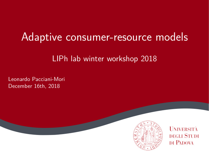 adaptive consumer resource models