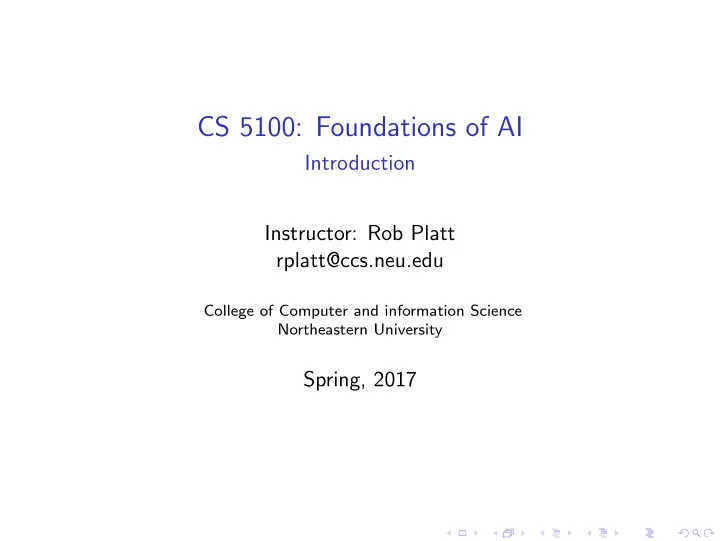cs 5100 foundations of ai