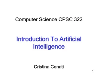 In  Introd  troducti  uction  on To  To Ar  Artificial  tificial  In  Intel  telli  ligence  gence