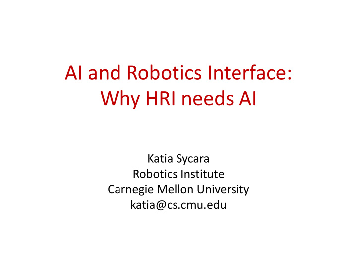 why hri needs ai