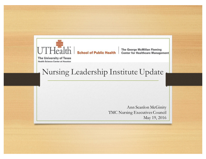 nursing leadership institute update