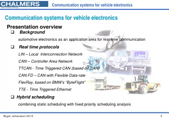 Communication systems for vehicle electronics  Presentation overview    Background  automotive