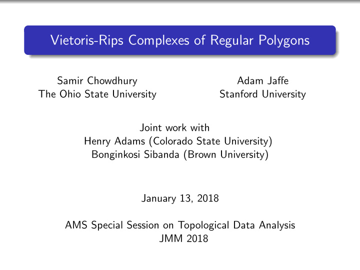 vietoris rips complexes of regular polygons