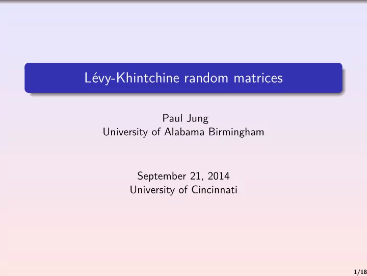 l vy khintchine random matrices