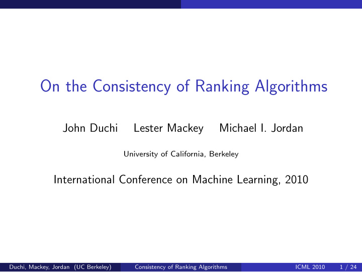 on the consistency of ranking algorithms