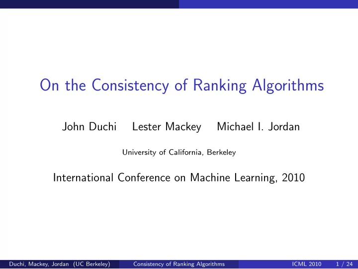 on the consistency of ranking algorithms