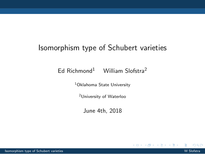 isomorphism type of schubert varieties