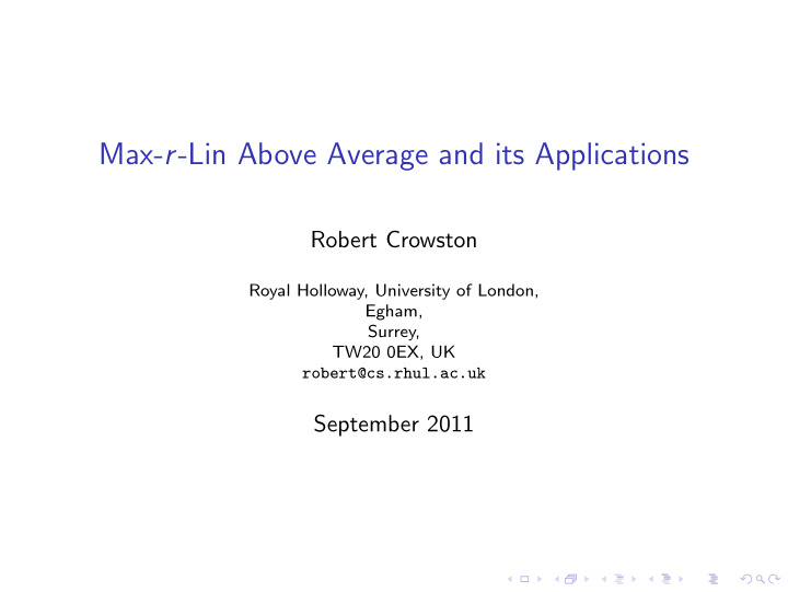max r lin above average and its applications