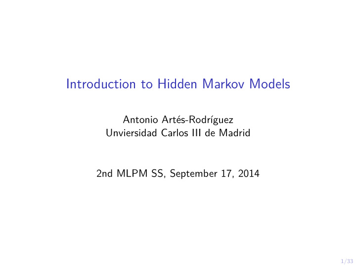 introduction to hidden markov models