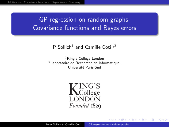 gp regression on random graphs covariance functions and