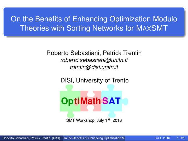 on the benefits of enhancing optimization modulo theories