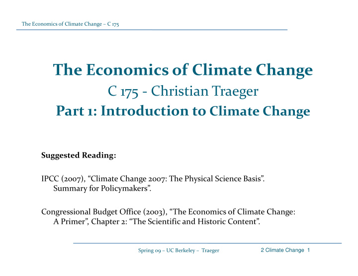 the economics of climate change