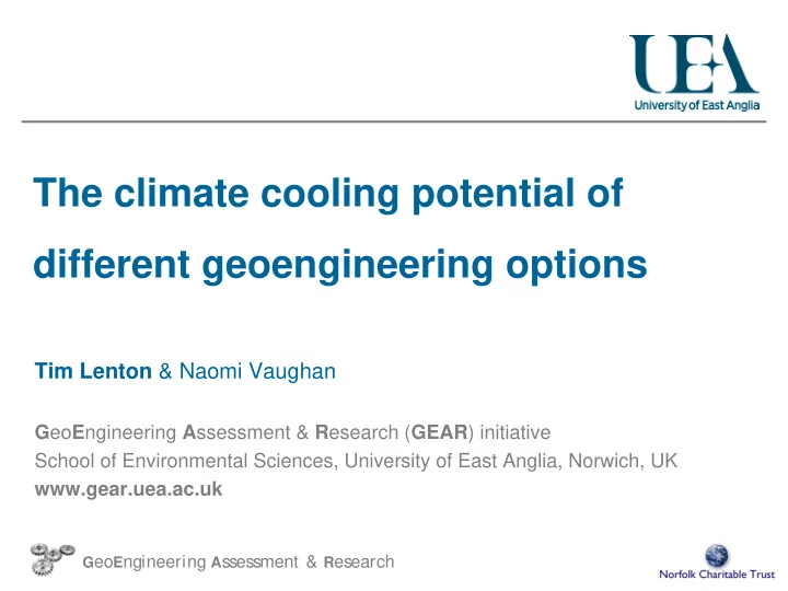 the climate cooling potential of different geoengineering