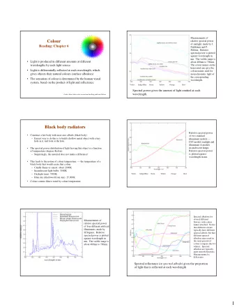 1  The appearance of colours  Reflected light at each wavelength is the product of  illumination