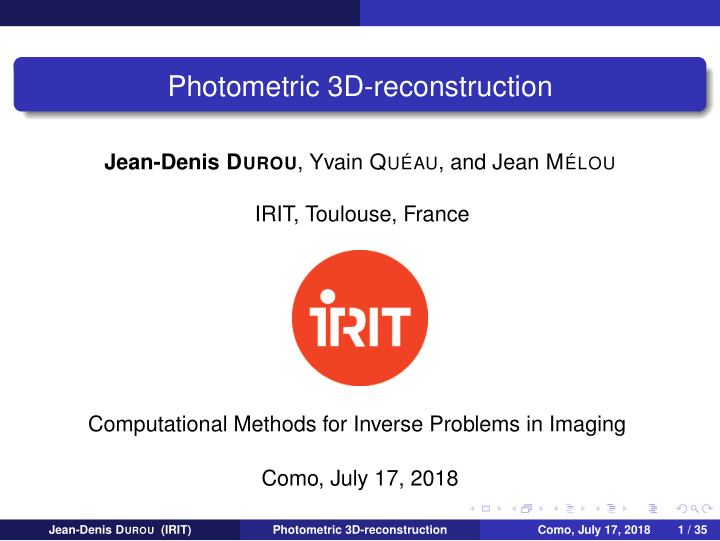 photometric 3d reconstruction