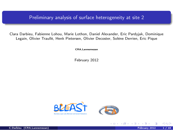 preliminary analysis of surface heterogeneity at site 2